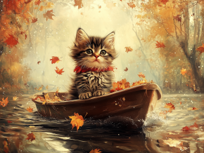 Пазл Алма деревянный 500 деталей. Пушистые создания. Осенний котёнок