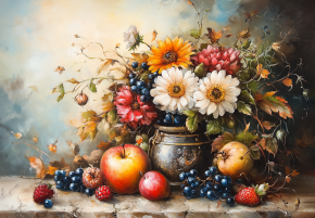 Пазл Алма деревянный ПРЕМИУМ 1000 деталей. Цветы и натюрморты. Щедрость природы