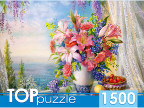 Пазл TOP Puzzle 1500 деталей: Русская коллекция. О.Дандорф. Букет с гладиолусам