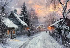 Пазл Алма ПРЕМИУМ деревянный 1000 деталей. Домик в деревне. Деревенская зима
