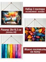 Картина интерьерная на стену, постер 3 штуки много красок