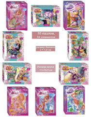 Набор пазлов для детей 10 шт по 54 детали: Rainbow (Винкс и Королевская академия)