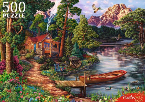 Пазл Рыжий Кот 500 деталей: Домик у реки (УЦЕНКА)