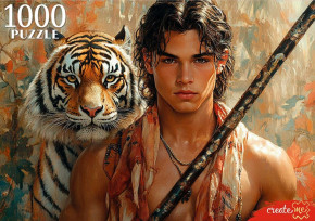 Пазл Рыжий Кот 1000 деталей: Юноша и тигр