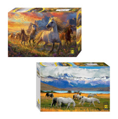 Набор Степ 1000 деталей: Лошади, 2 шт