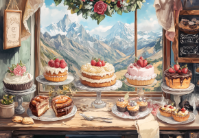 Пазл деревянный Алма ПРЕМИУМ 1000 деталей. Города и страны. Утро в кондитерской.