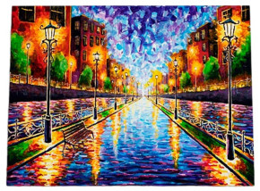 Алмазная мозаика с подрамником Рыжий Кот: Ночной бульвар (полное заполнение)