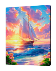 Картина по номерам на подрамнике Рыжий Кот: Парусник в лучах солнца