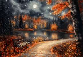 Пазл деревянный Алма 1000 деталей. Волшебство природы. Ночь в парке