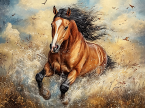 Картина интерьерная на стену, постер. Галоп в поле